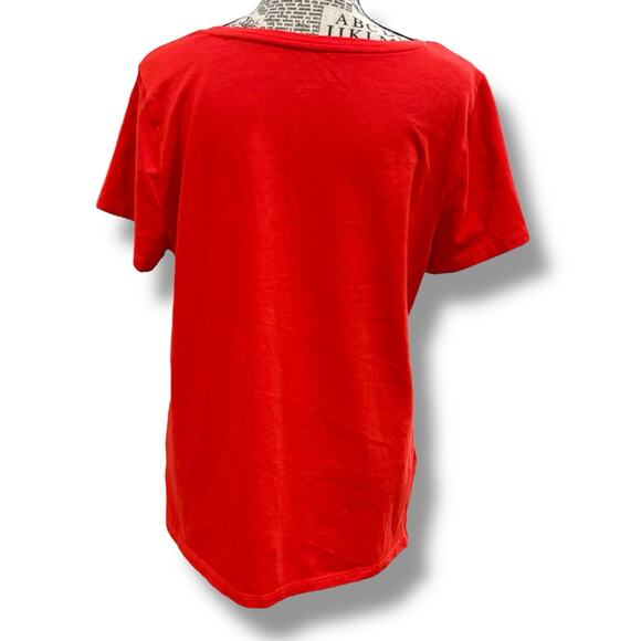 Soft Surroundings Size M Petite Red Short Sleeve Stretch Tunic Tee - Picture 4 of 4